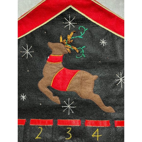 Vintage Christmas Reindeer Advent Calendar Wall Hanging Pockets by Simply Felt - Picture 5 of 9